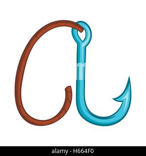Ninja climbing grappling hook icon, cartoon style Stock Vector