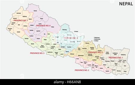 nepal administrative and political (province) map with flag Stock ...