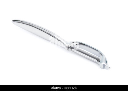 steel potato peeler on a white background Stock Photo