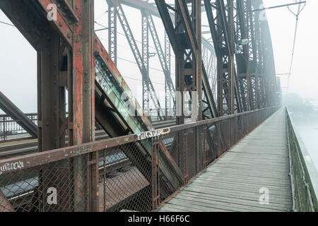 Foggy autumn morning on Vltava river in Prague, Czech Republic. Stock Photo