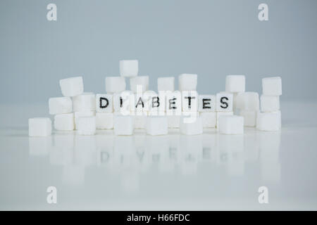 Sugar cubes spelling out diabetes Stock Photo
