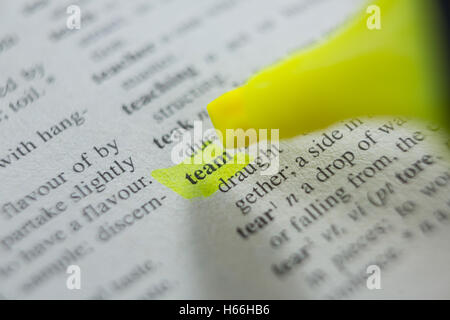 Close-up of marker pen highlighting text Stock Photo