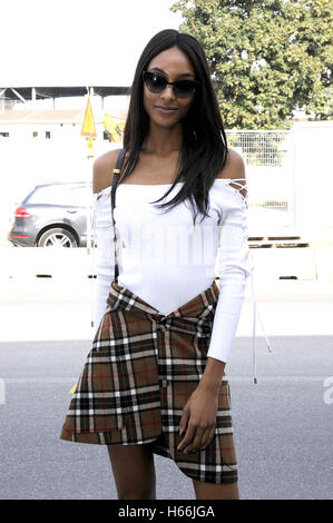 Jourdan Dunn pictured in Milan, Italy, during Milan Fashion Week.  Featuring: Jourdan Dunn Where: Milan, Lombardy, Italy When: 23 Sep 2016 Credit: IPA/WENN.com  **Only available for publication in UK, USA, Germany, Austria, Switzerland** Stock Photo