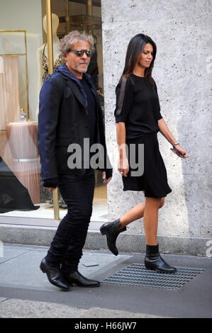 Renzo Rosso pictured with his wife Arianna Alessi on Via Montenapoleone after the Diesel catwalk show during Milan Fashion Week.  Featuring: Renzo Rosso, Arianna Alessi Where: Milan, Lombardy, Italy When: 23 Sep 2016 Credit: IPA/WENN.com  **Only available Stock Photo