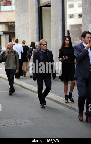 Renzo Rosso pictured with his wife Arianna Alessi on Via Montenapoleone after the Diesel catwalk show during Milan Fashion Week.  Featuring: Renzo Rosso, Arianna Alessi Where: Milan, Lombardy, Italy When: 23 Sep 2016 Credit: IPA/WENN.com  **Only available Stock Photo