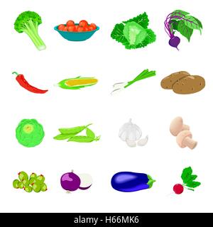 Set of photo realistic vector ripe and juicy vegetables. Natural product. Isolated elements on white background. Vegetarian heal Stock Vector
