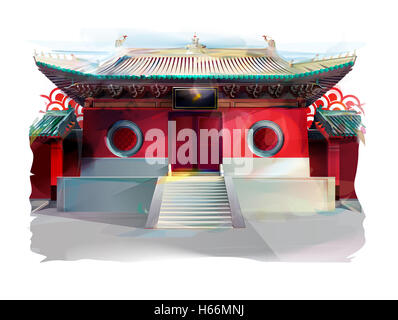 Chinese Temple. Watercolor Illustration Stock Vector Image & Art - Alamy