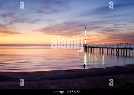 Sunset at Adelaide's Brighton beach, Adelaide Australia Stock Photo