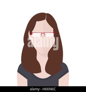 Vector portrait of a redhead woman with no face and red glasses Stock Vector