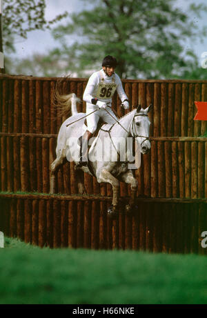 CCI**** Badminton 1991, Ian Stark (GBR) riding down the Beaufort staircase on Glenburnie during the cross country Stock Photo