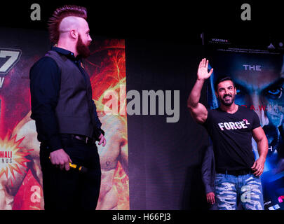 Professional wrestler Sheamus & bollywood actor John Abraham Stock Photo