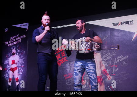 Professional wrestler Sheamus & bollywood actor John Abraham Stock Photo