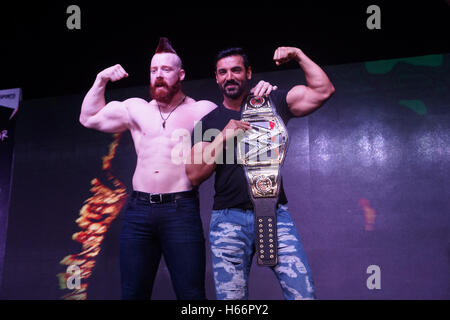 Professional wrestler Sheamus & bollywood actor John Abraham Stock Photo