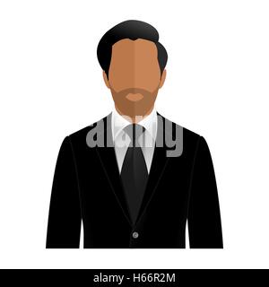 Vector man with beard in a black suit with no face Stock Vector