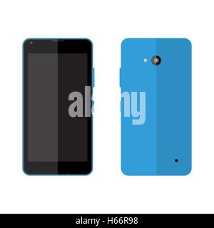 Vector blue smartphone body front and back view Stock Vector