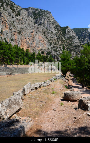 Greece, Delphi Archaeological Site, Stadium Stock Photo