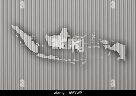 Map of Indonesia on corrugated iron Stock Photo