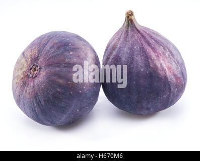 Two ripe fig fruits on the white background. Stock Photo
