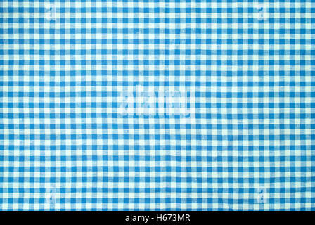 Blue checkered tablecloth background Stock Photo