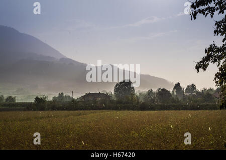 big raindrops falling on a country italian landscape  in the italian Euganean Hills, Padua - Veneto Stock Photo