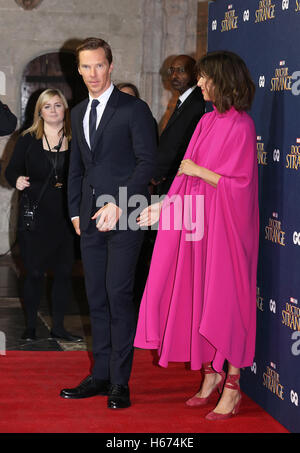 Benedict Cumberbatch and wife Sophie Hunter attending the Dr. Strange UK Launch Event held at The Cloisters at Westminster Abbey in London. PRESS ASSOCIATION Photo. Picture date: Friday October 24, 2016. Photo credit should read: Isabel Infantes/PA Wire