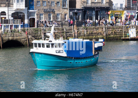 Fishing boats in dock at Scarborough, North Yorkshire Stock Photo