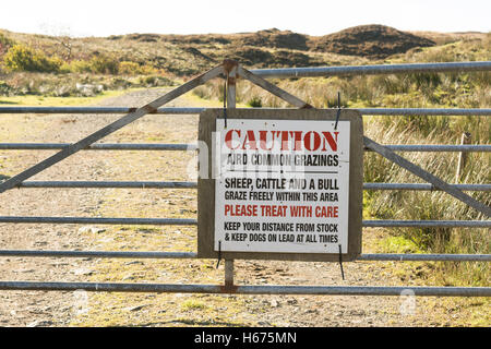 Aird Common Grazings beware of the bull warning sign, Sleat, Isle of Skye Stock Photo