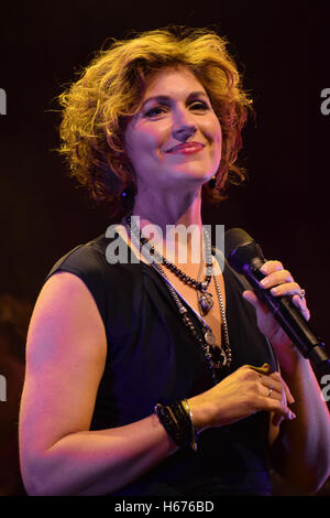 Sissel Kyrkjebø singing 'Songs of Love' 2016 in Louis De Geer concert hall in Norrköping Sweden Stock Photo