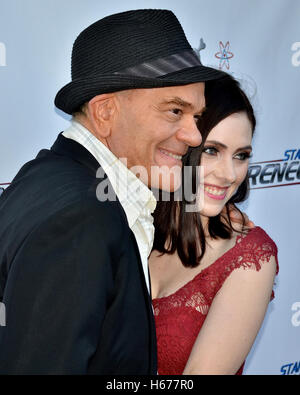 Robert Picardo and Adrienne Wilkinson arrived at the World Premiere of 'Star Trek: Renegades' at The Crest Theatre on August 1, 2015 in Westwood, California. Stock Photo