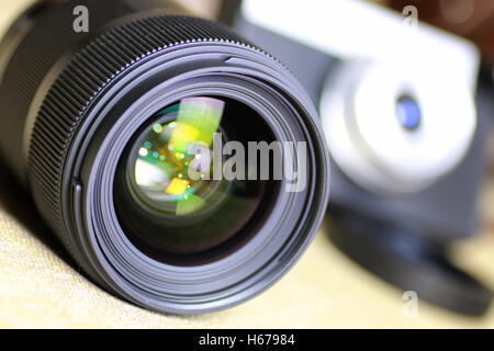 Lens flare retro camera Stock Photo