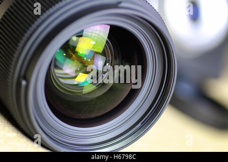 Lens flare retro camera Stock Photo