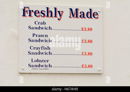 sheringham stall seafood alamy outside seafish kiosk prices menu sign wall food