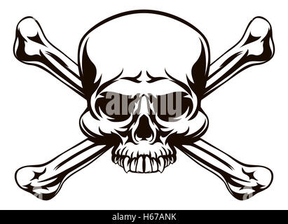 A skull and cross bones drawing like a pirates jolly roger or danger sign Stock Photo