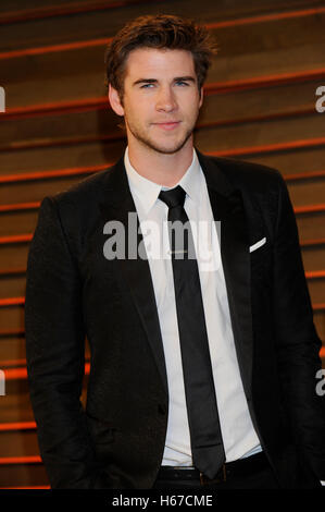 Actor Liam Hemsworth attends the 2014 Vanity Fair Oscar Party on March 2, 2014 in West Hollywood, California. Stock Photo