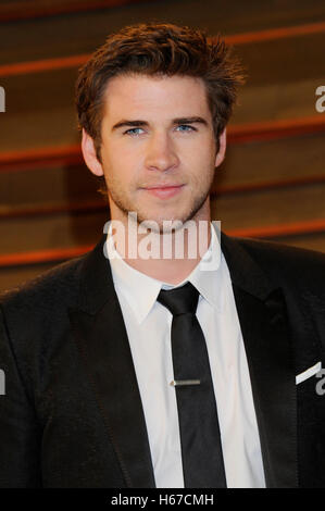 Actor Liam Hemsworth attends the 2014 Vanity Fair Oscar Party on March 2, 2014 in West Hollywood, California. Stock Photo