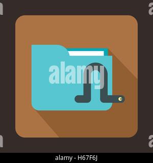 Computer worm icon, flat style Stock Vector