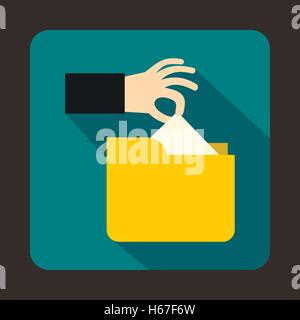 Robbery secret data in yellow folder icon Stock Vector