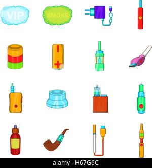 Electronic cigarettes icons set, cartoon style Stock Vector