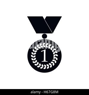 Number one gold medal icon, black simple style Stock Vector