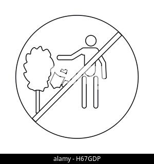 Not to throw garbage icon, outline style Stock Vector
