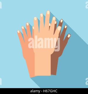 Hands of people of different nationalities icon Stock Vector