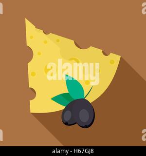 Cheese and olives icon, flat style Stock Vector