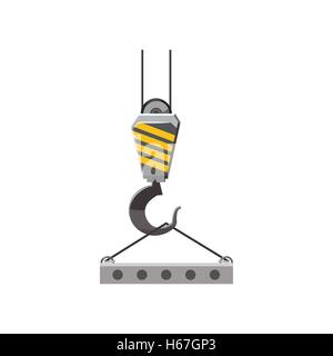 Industrial hook with reinforced concrete slab icon Stock Vector