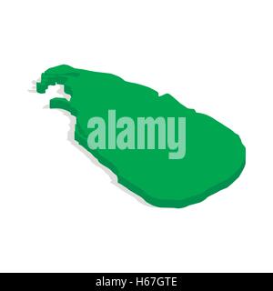 Green map of Sri Lanka icon, isometric 3d style Stock Vector