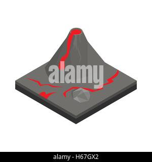 Volcano landscape icon, isometric 3d style Stock Vector
