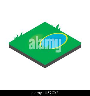 Lake landscape icon, isometric 3d style Stock Vector