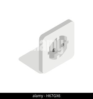 Electric white socket icon, isometric 3d style Stock Vector