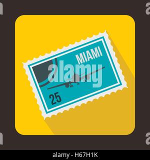 Stamp with plane and text Miami inside icon Stock Vector