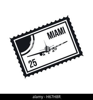 Stamp with plane and text Miami inside icon Stock Vector