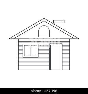 Wooden log house icon, outline style Stock Vector